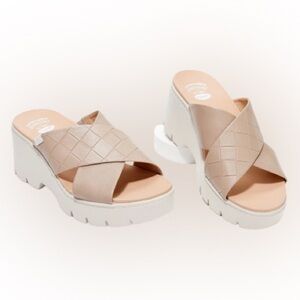 DR. Scholl's Shoes Womens Checkin High Faux Leather Platform Sandals